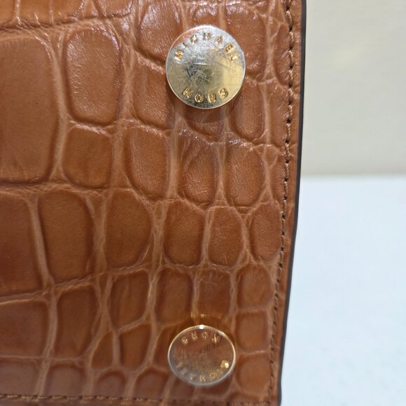 Michael Kors Fall Color Croc Embossed Dillon Satchel Tote Over the Shoulder - Picture 16 of 16